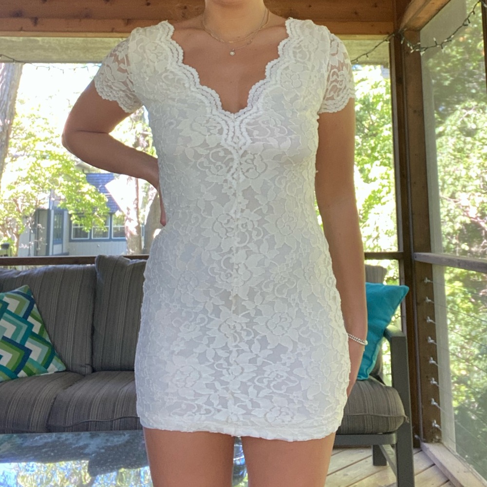Urban Outfitters White Bodycon Lace Dress